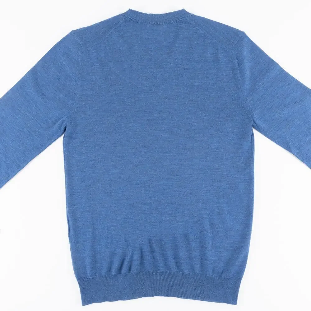 Dior Virgin Wool V-Neck Sweater Men's Small Blue